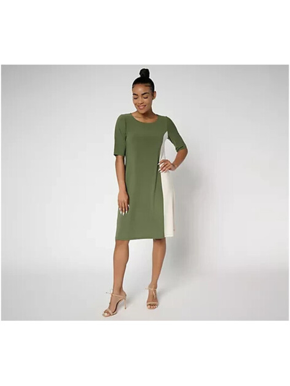 Women with Control Regular La Roma Jersey Color Block Dress Cypress: 1X #52'